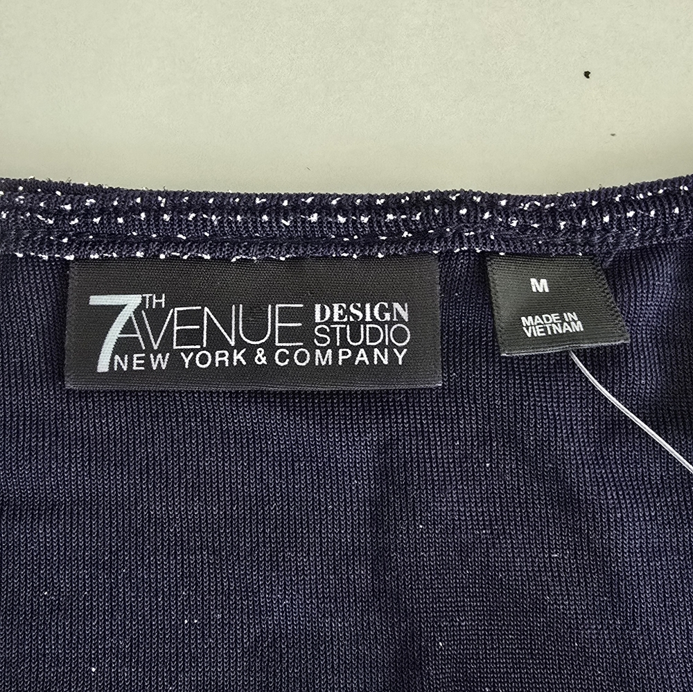 NWT Glittery Navy Cold-Shoulder Blouse - Size Medium - Picture 2 of 6